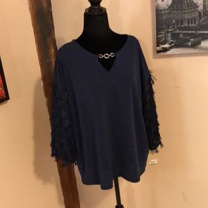 JM Collection intrepid blue blouse NWT